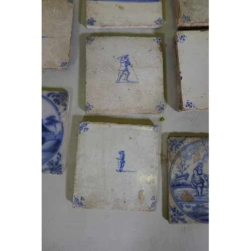 291 - Eleven C18th Delft tiles