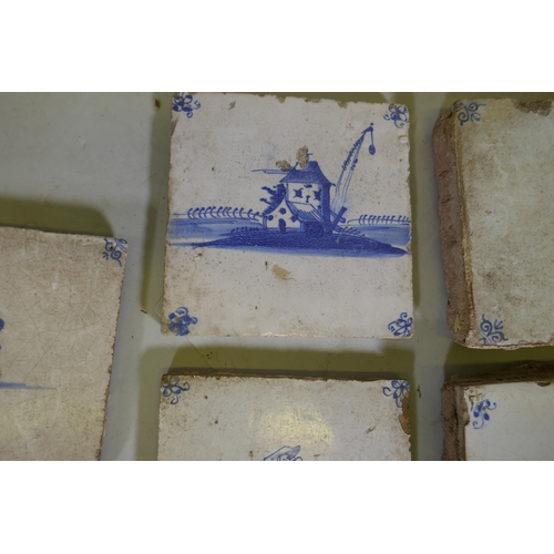 291 - Eleven C18th Delft tiles