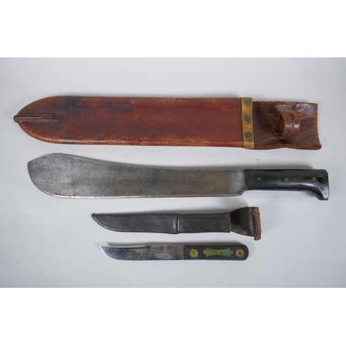 30 - A WWII US made machete by Legitimus Collins & Co, model no. 1250, and a British made Boy Scout's... 