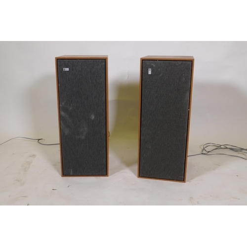 324 - A pair of Danish teak cased Beovox 1200 20W Hi-Fi speakers, 50cm high, and a pair of Goodmans Minist... 