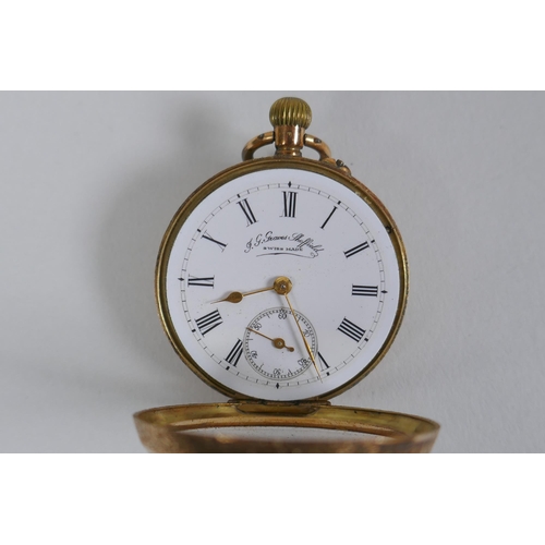 613 - A 14ct gold cased open face pocket watch by J.G. Graves (John George) of Sheffield, the enamel dial ... 