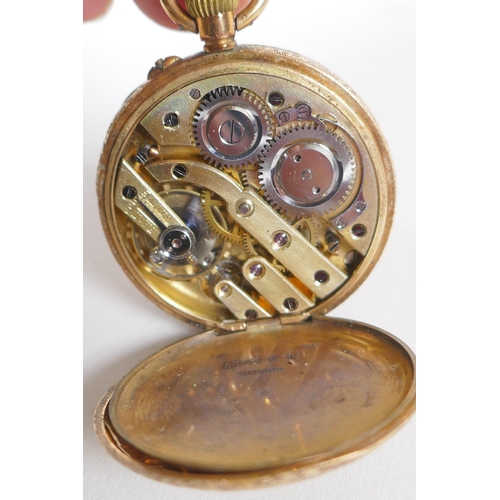 613 - A 14ct gold cased open face pocket watch by J.G. Graves (John George) of Sheffield, the enamel dial ... 