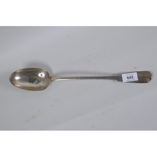 645 - An C18th French silver basting spoon, 36cm long, 178g