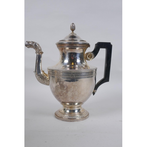 663 - A C19th/C20th French Empire style coffee pot, Charles Barrier, 526g