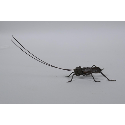 68 - A Japanese Jizai style okimono beetle with articulated limbs and antennae, 15cm long