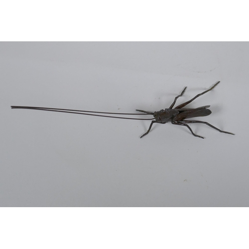 68 - A Japanese Jizai style okimono beetle with articulated limbs and antennae, 15cm long