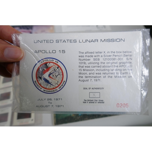 69 - A quantity of NASA related collectables to include transparencies, informational cards, booklets, st... 