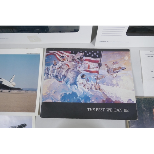 69 - A quantity of NASA related collectables to include transparencies, informational cards, booklets, st... 