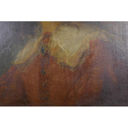 801 - Portrait of a lady, unsigned, bears label on stretcher 'Mrs Bellingham, G. Colvin Smith', oil on can... 