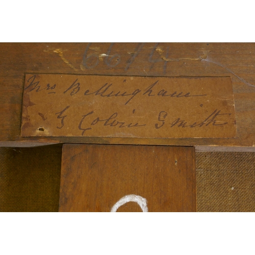 801 - Portrait of a lady, unsigned, bears label on stretcher 'Mrs Bellingham, G. Colvin Smith', oil on can... 