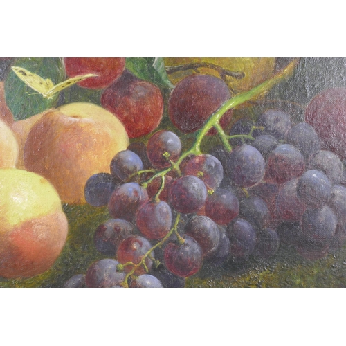 802 - Still life, fruit, indistinct monogram and date 1871, TB (Thomas Bates?), C19th oil on canvas, 61 x ... 