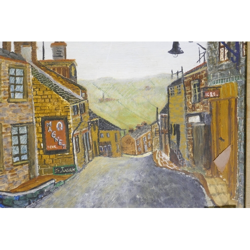 834 - Martin Kenneth Langer, Haworth High Street, Yorks, labelled verso, Royal Academy exhibition 1972 No ... 