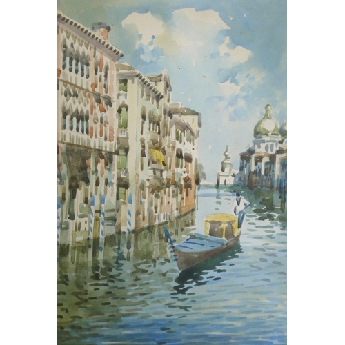 848 - Studies of Venice, four watercolours, one signed indistinctly, mid C20th, 25 x 17cm