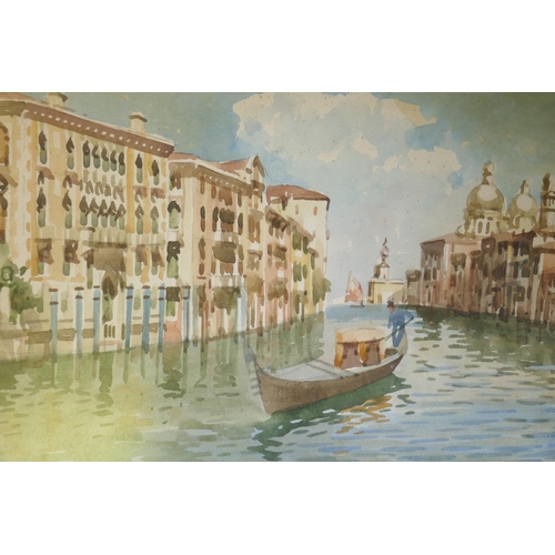 848 - Studies of Venice, four watercolours, one signed indistinctly, mid C20th, 25 x 17cm