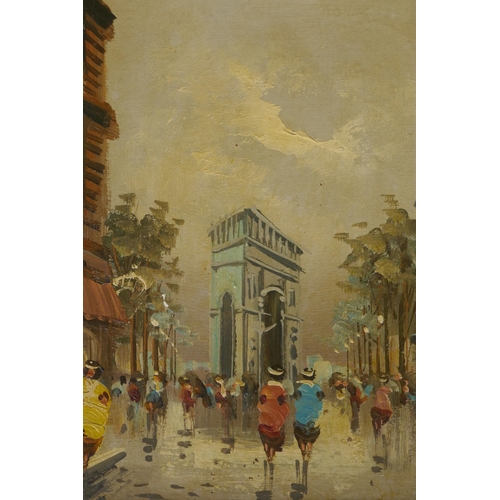 849 - Antonio DeVity, (Italian, 1901-1993), a pair of impressionist Parisian street scenes, oils on canvas... 