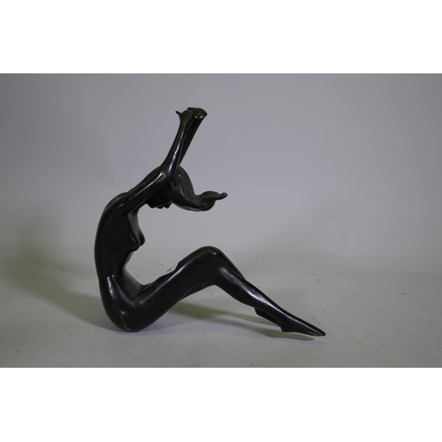 88 - Bronze figure of a seated nude, unsigned, 40cm high