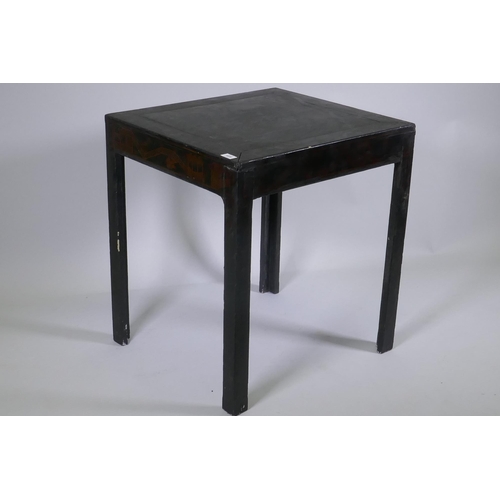 1097 - An antique black lacquer chinoiserie table, 63 x 63cm, 70cm high