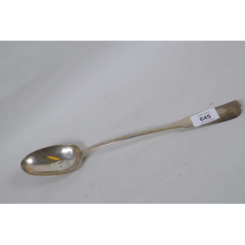 667 - An C18th French silver basting spoon, 36cm long, 178g