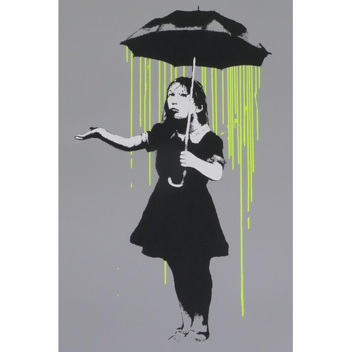 904 - After Banksy, Nola (Yellow Rain), limited edition copy screen print No 43/500, by the West Country P... 