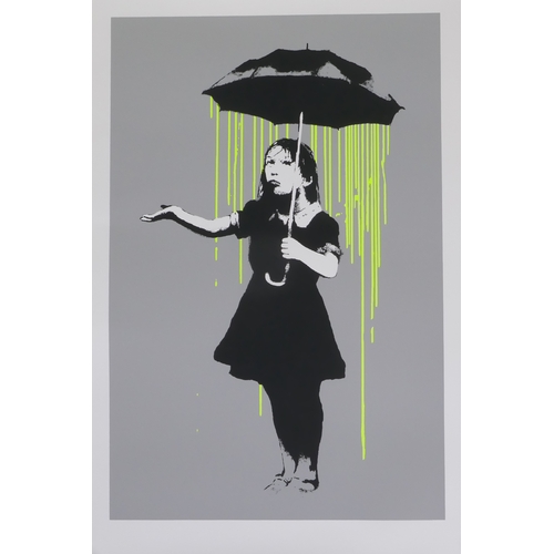 904 - After Banksy, Nola (Yellow Rain), limited edition copy screen print No 43/500, by the West Country P... 