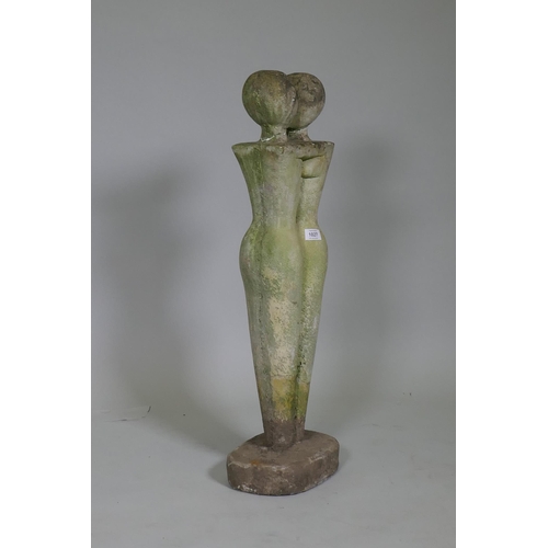 1027 - A vintage reconstituted stone garden statue, 80cm high