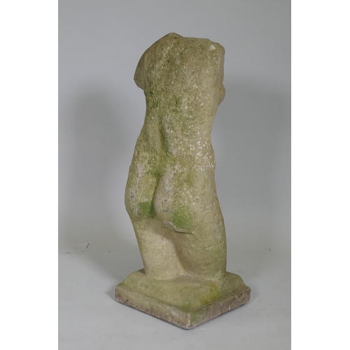 1028 - A vintage reconstituted stone garden statue, 78cm high