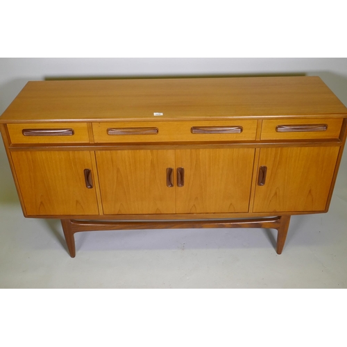 1036 - A mid century G-Plan Fresco teak sideboard, designed by Victor B. Wilkins, 152 x 46cm, 84cm high