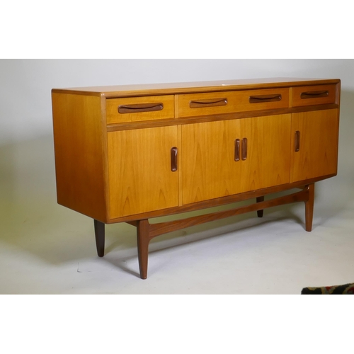 1036 - A mid century G-Plan Fresco teak sideboard, designed by Victor B. Wilkins, 152 x 46cm, 84cm high