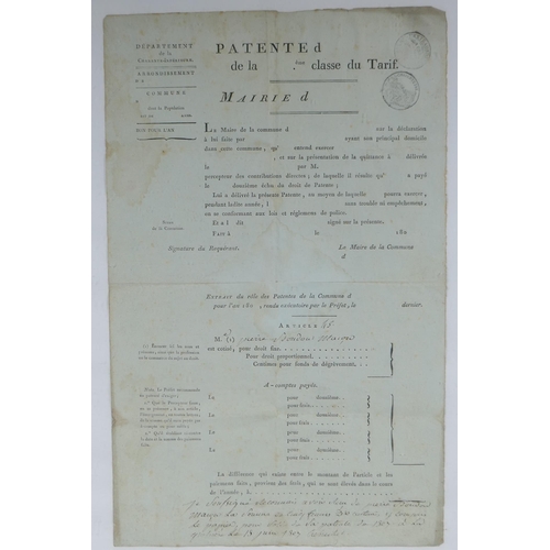 105 - An early C19th French patent/tax form, 26 x 40cm