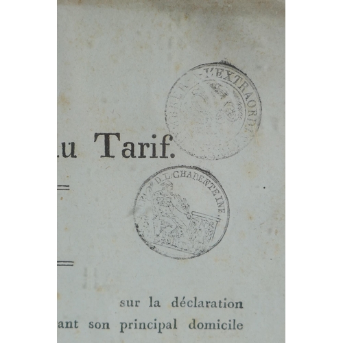 105 - An early C19th French patent/tax form, 26 x 40cm