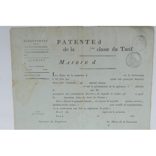 105 - An early C19th French patent/tax form, 26 x 40cm