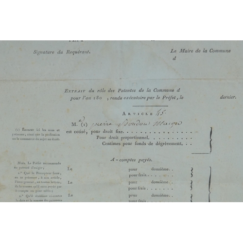 105 - An early C19th French patent/tax form, 26 x 40cm