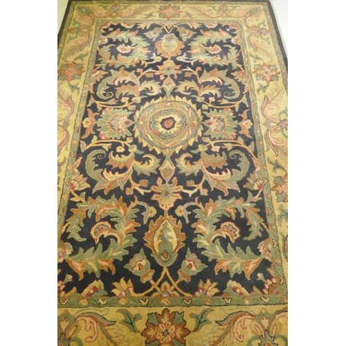 1062 - An Indian Aga full pile tea washed wool carpet, 160 x 250cm