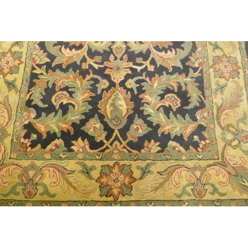 1062 - An Indian Aga full pile tea washed wool carpet, 160 x 250cm