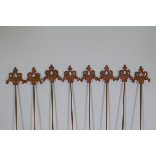 1072 - A set of eight cast iron gothic style plant stakes, 106cm long