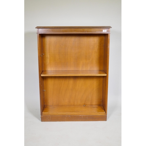 1086 - An inlaid mahogany open bookcase with two adjustable shelves, 80 x 25 x 108cm