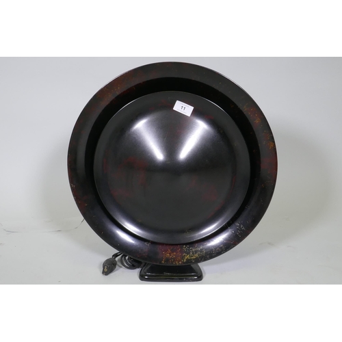 11 - Philips, Louis Kalff bakelite speaker on metal base, stamped 7505, 46cm diameter, circa 1930s