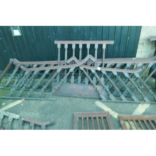 1106 - Architectural salvage, a Georgian mahogany stair bannister and landing, with fluted and twisted spin... 