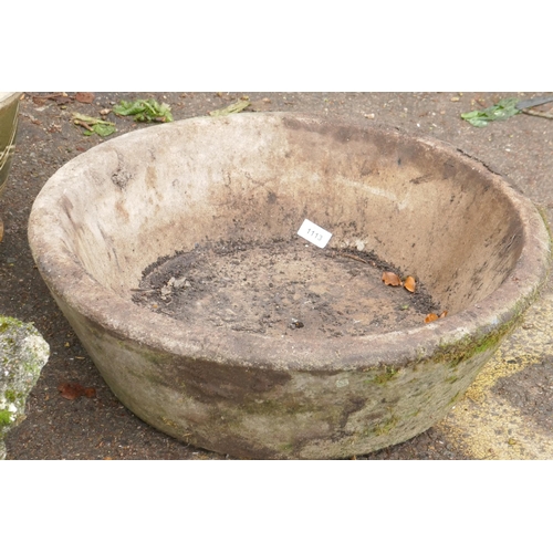 1113 - A planter, a garden urn, AF, and reconstituted stone bowl, 60cm diameter