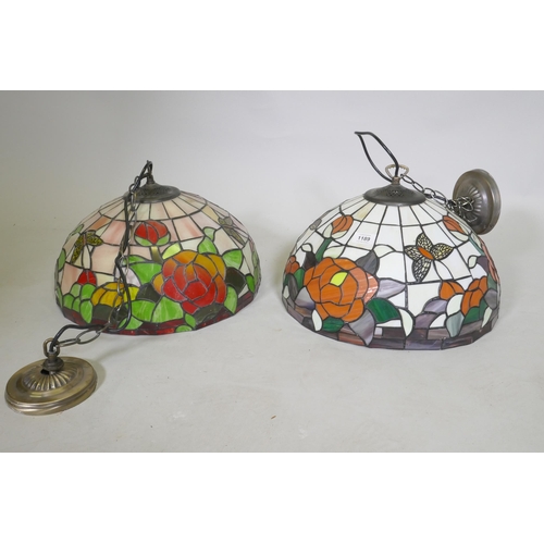 1189 - Two Tiffany style glass ceiling lamp shades, 41cm diameter