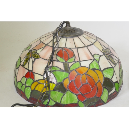 1189 - Two Tiffany style glass ceiling lamp shades, 41cm diameter