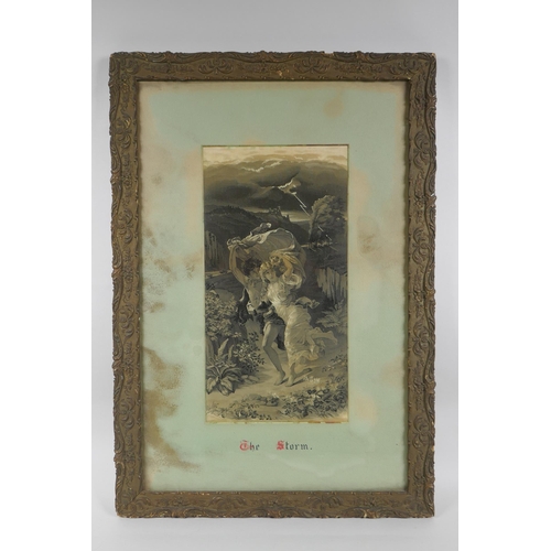 126 - After Pierre-Auguste Cot, (French, 1837-1883), an antique silk weaving of The Storm, 17 x 33cm