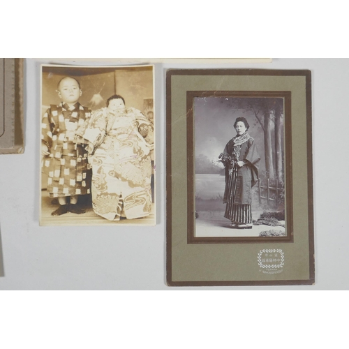 141 - A collection of late C19th and early C20th Japanese portrait photographs, a copy of Army Club cigare... 