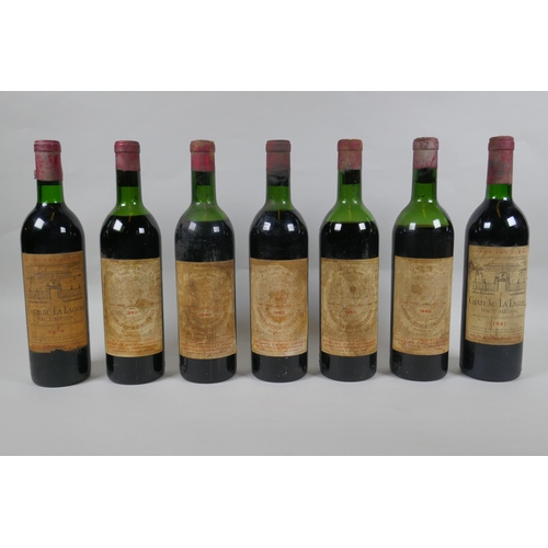 17 - Five bottles of Chateau Pichon Baron, Pauillac, Gran Cru Classe 1960, together with two bottles of C... 