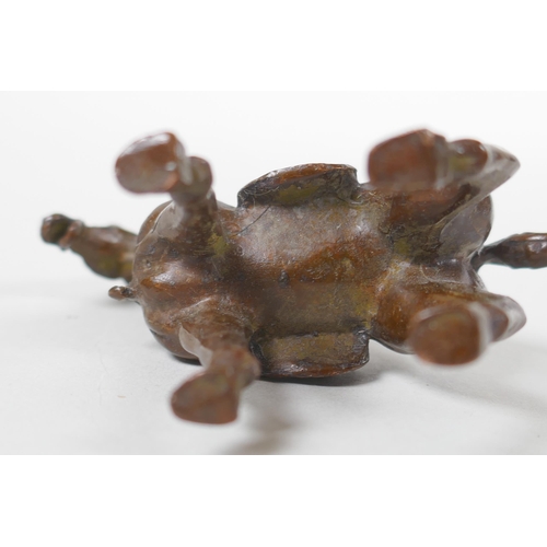 183 - A Chinese bronze figure of a Tang style horse, 7cm high