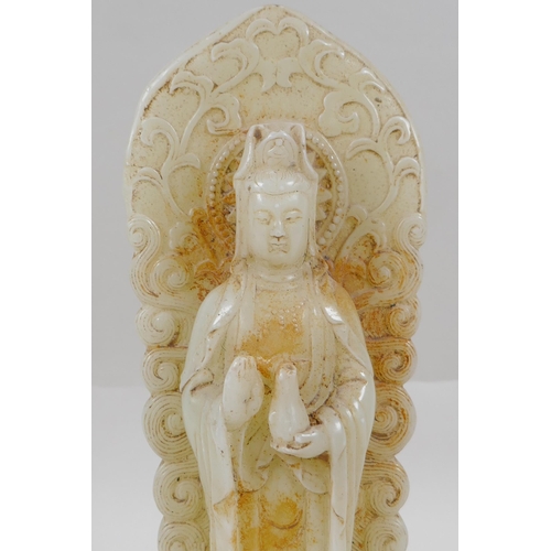 215 - A Chinese reconstituted hardstone figure of Guan Yin, 28cm high