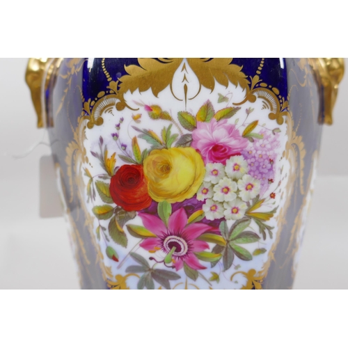 223 - An antique continental porcelain jar and cover with gilt highlights and hand painted floral decorati... 