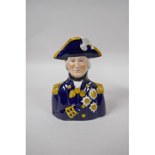 254 - A Pride of Britain Portrait Jug, Admiral Lord Nelson, by Wood & Sons, together with a Staffordsh... 