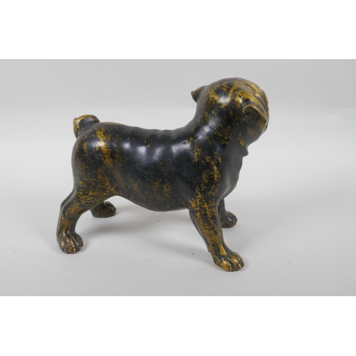 272 - A filled gilt bronze pug dog, 21cm long