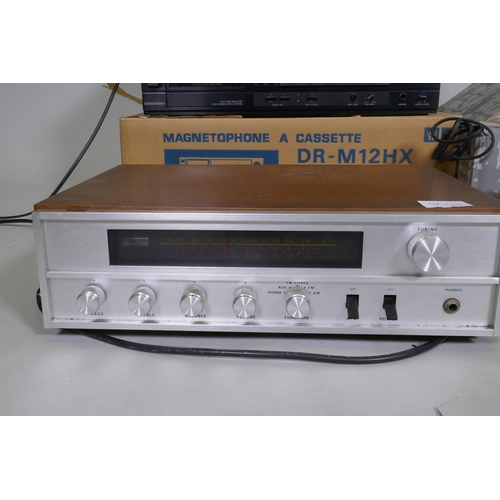 48 - A Fisher FM-2331 Stereo tuner; Denon stereo cassette deck, DR-M12HX; Tandberg TCD 310, cassette play... 